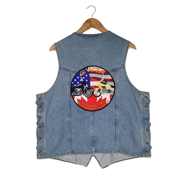 Allstate Collection Other - Vtg Allstate Collection GWTA Gold Wing Touring Blue Denim Biker Motorcycle Vest